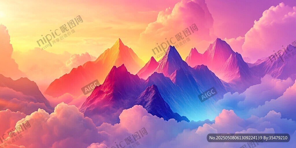 夢幻云端山巒壯麗美景