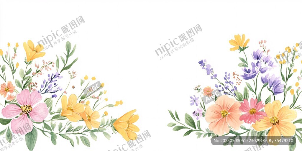 手繪清新花卉裝飾圖案