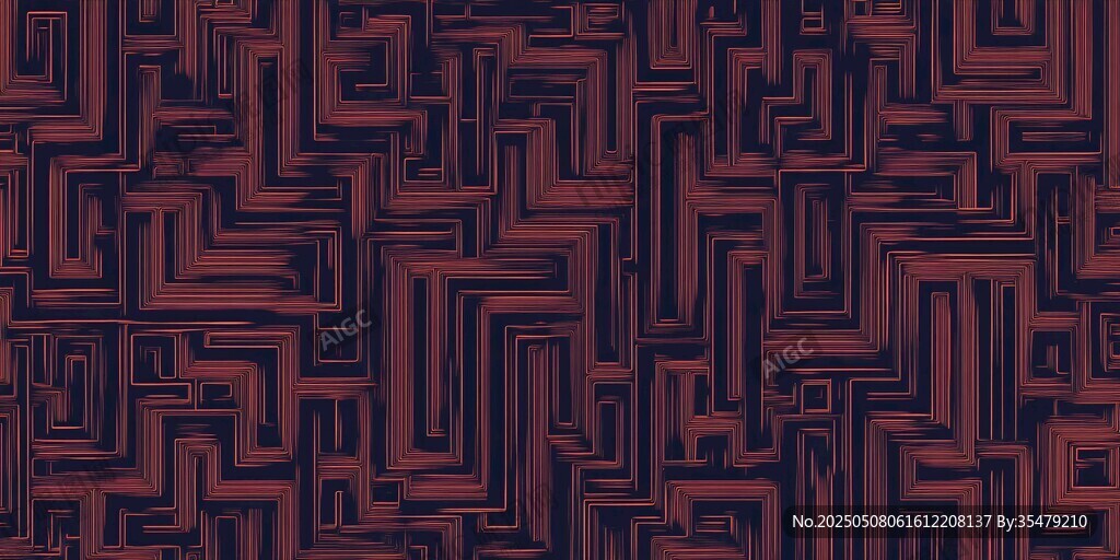 深紅幾何迷宮圖案背景
