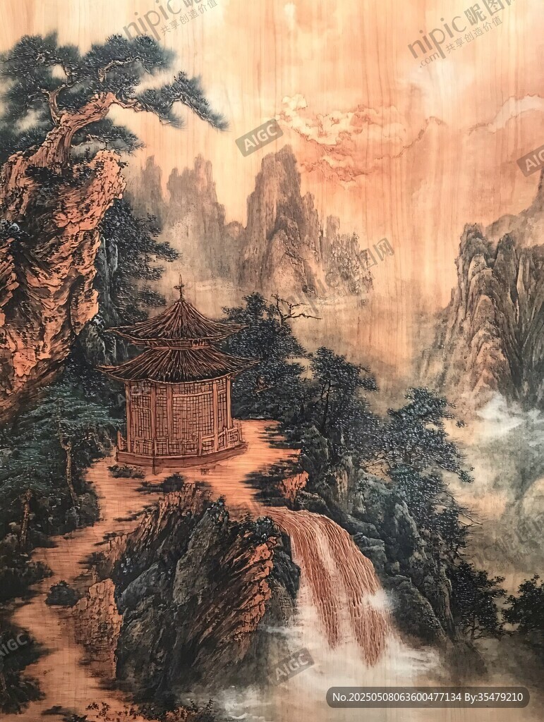 山水間的古樸亭閣