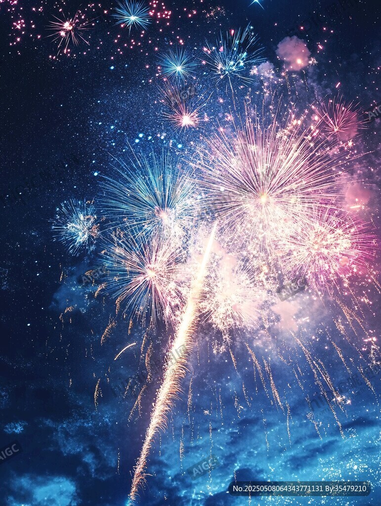 夢幻夜空綻放絢爛煙花