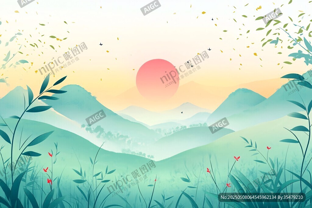 日出山林間 綠意盎然景
