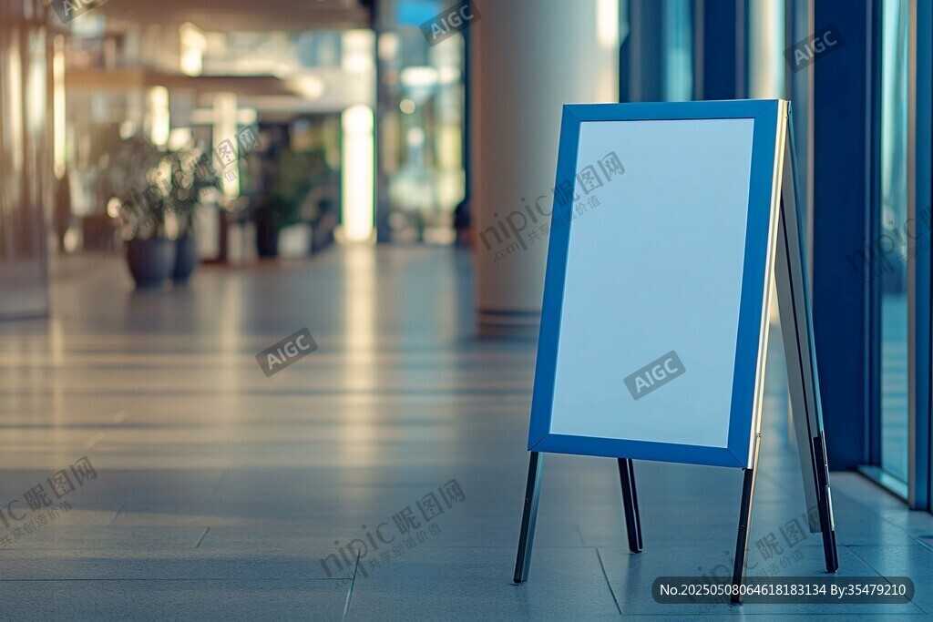 大廳中的空白展示廣告牌