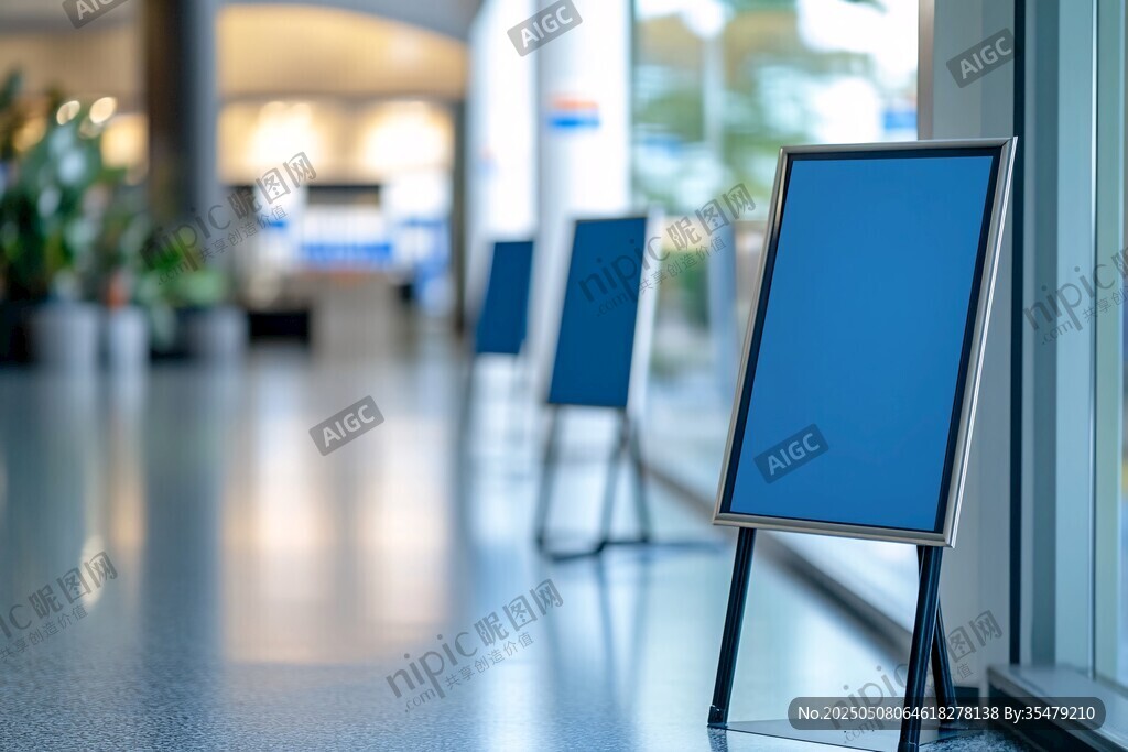 大廳中的空白展示廣告牌