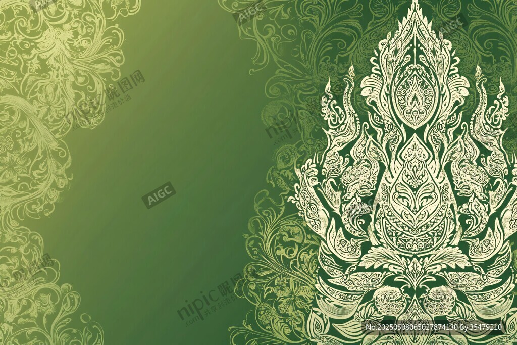 綠色背景上的精美傳統(tǒng)紋飾