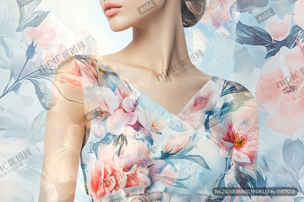 花卉印花裙的優(yōu)雅女性