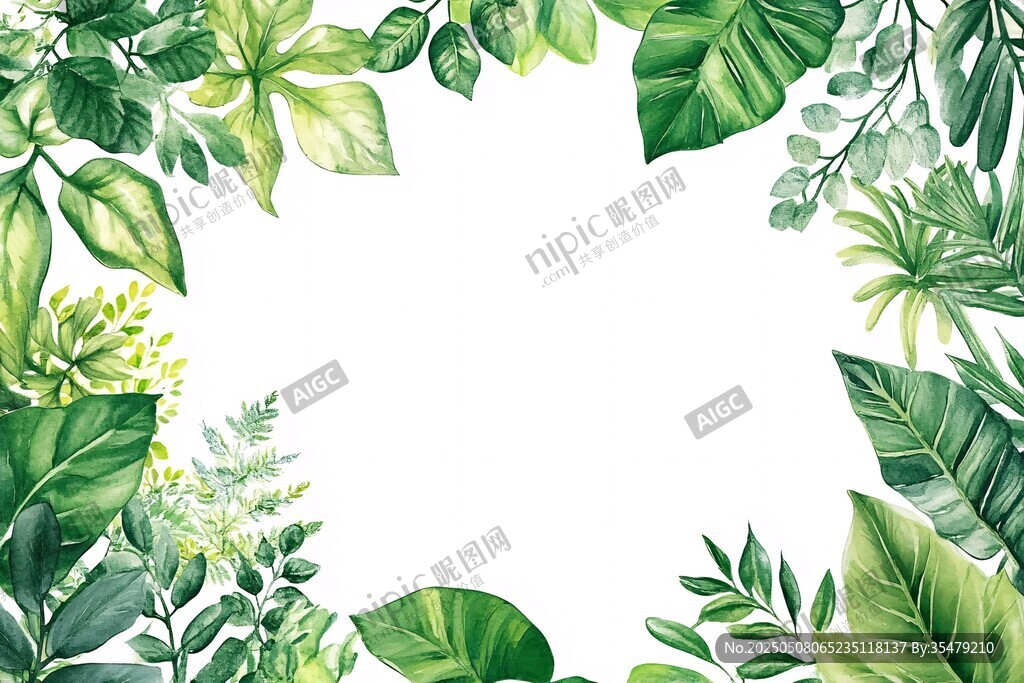 清新綠植環(huán)繞的自然邊框