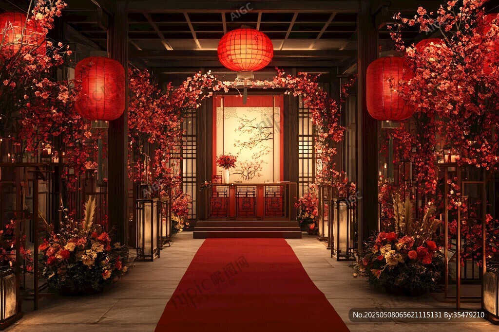 中式浪漫婚禮布置場(chǎng)景
