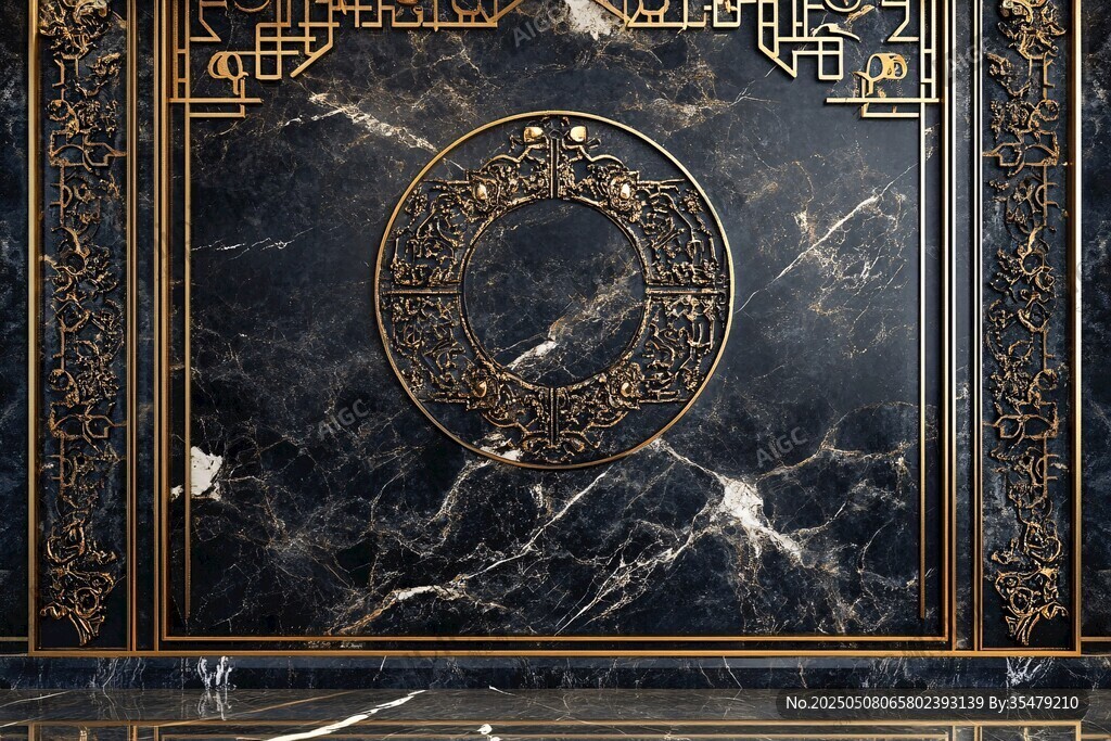 黑金大理石中式裝飾圖案