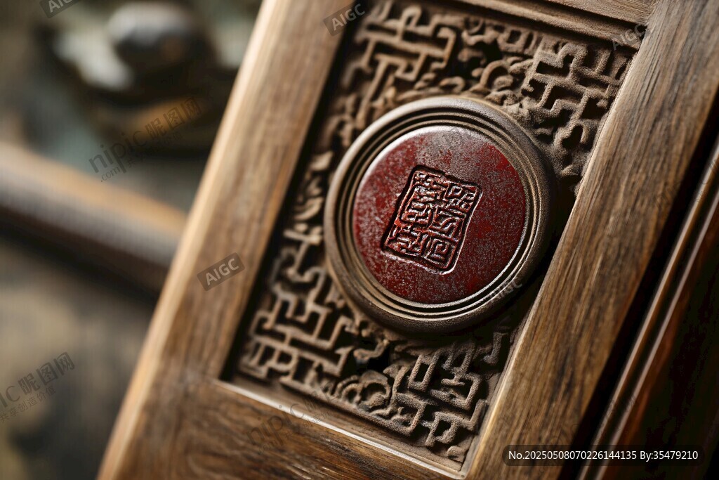 中式木雕印章裝飾細(xì)節(jié)