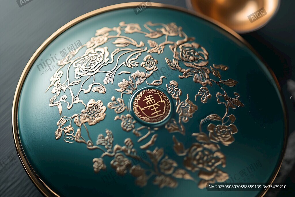 青底金紋精致復(fù)古圓盒