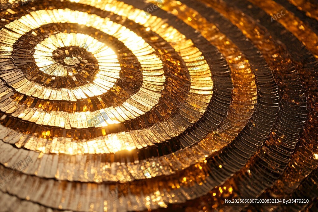 金色螺旋紋理金屬質感圖案