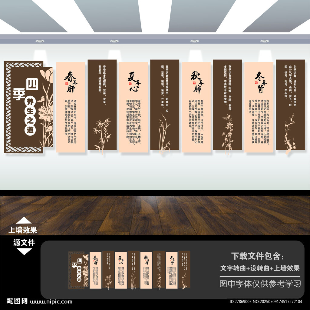 中醫四季養生之道文化墻展板