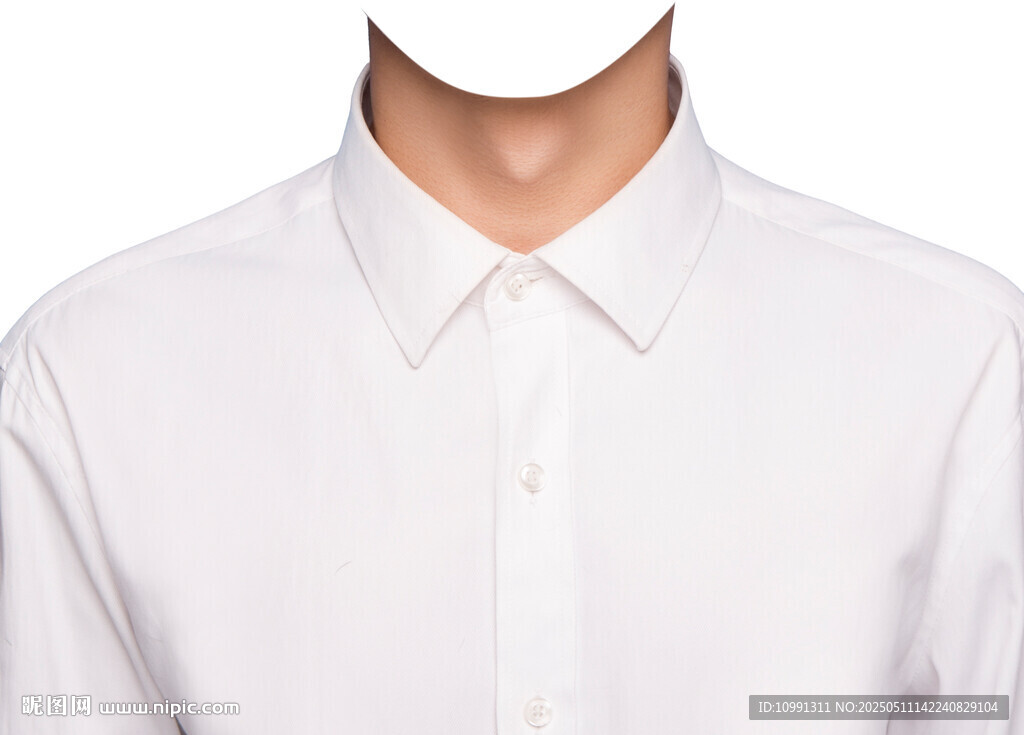 男白色襯衫證件照衣服素材
