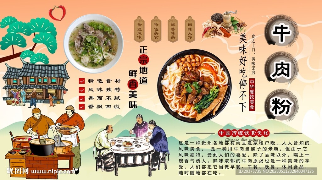 牛肉粉背景墻