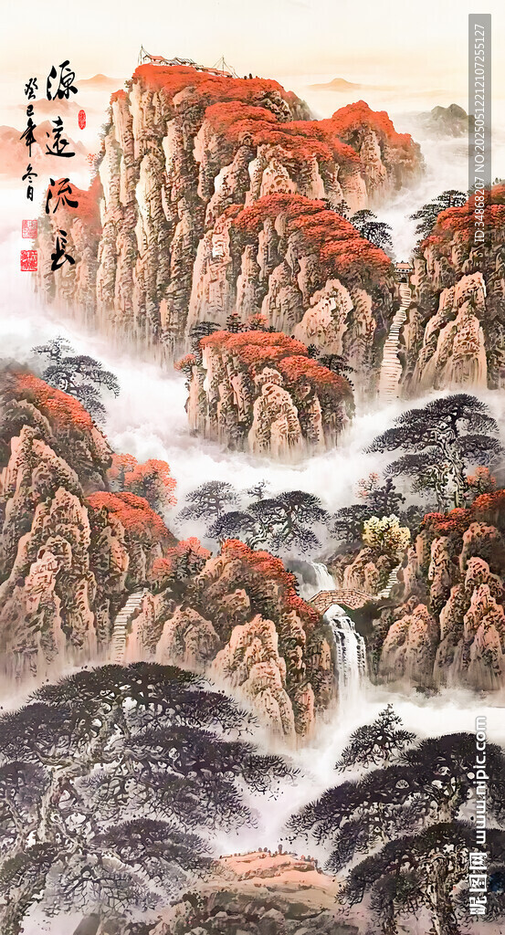玄關新中式鴻運當頭畫