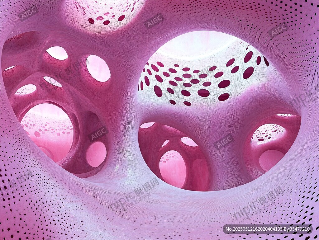 夢幻多孔結構藝術場景