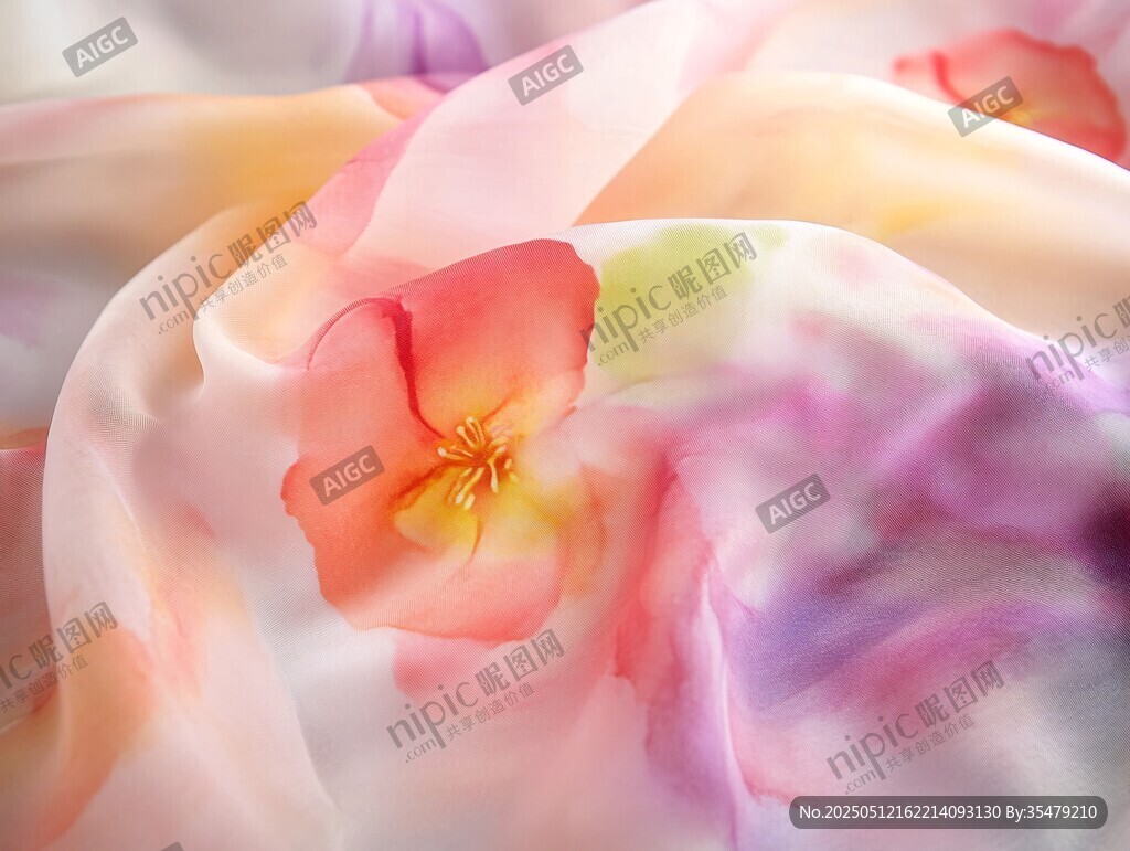 印花絲綢 絢麗花朵紋理
