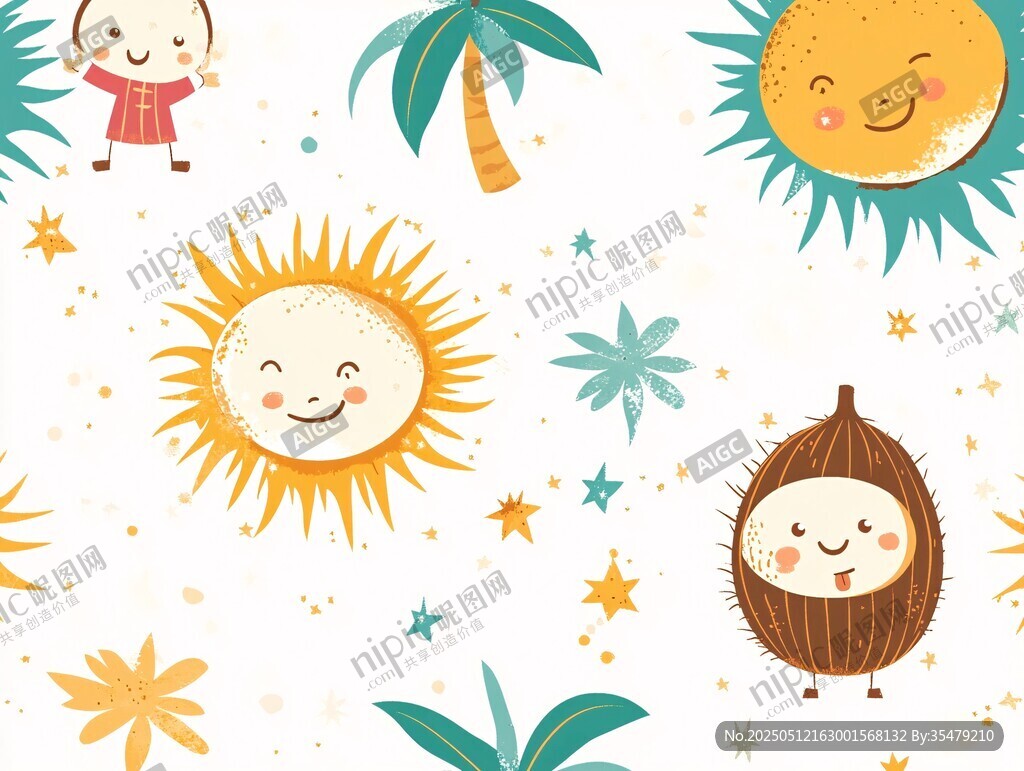 夏日卡通童趣圖案元素
