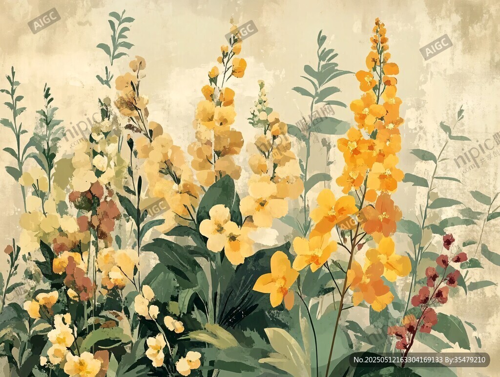 春日爛漫花卉插畫