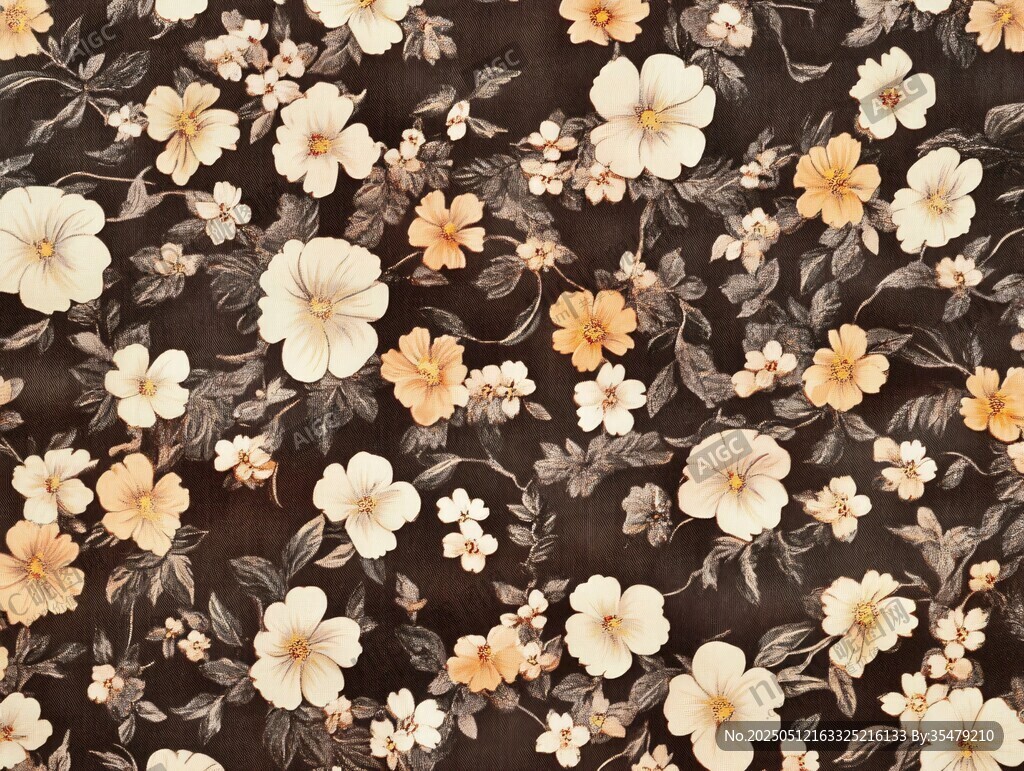 復古花卉圖案布料紋理