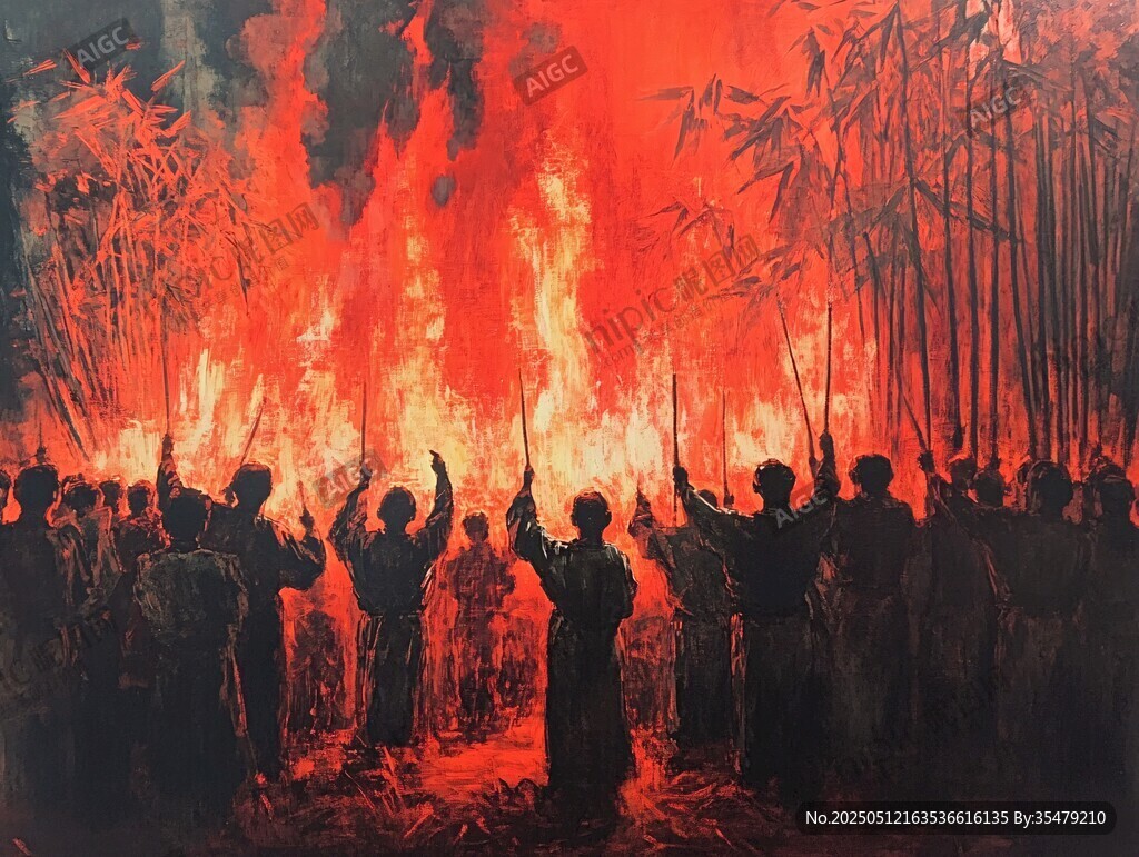烽火竹林前的激昂群像