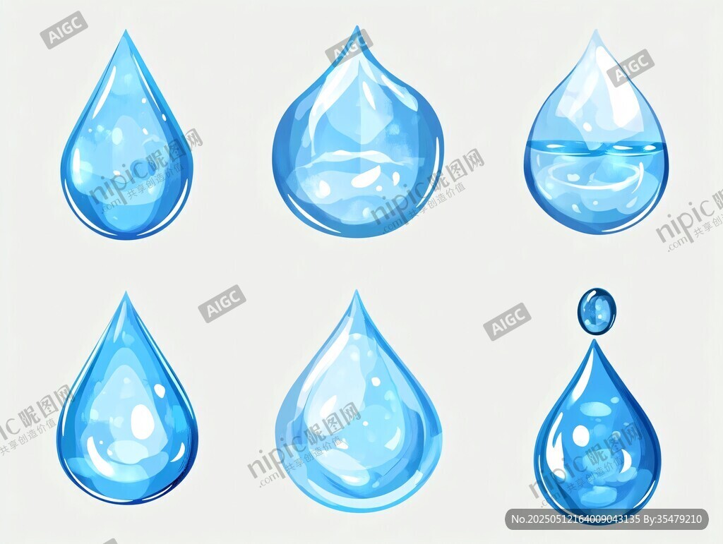 藍色水滴插畫集合