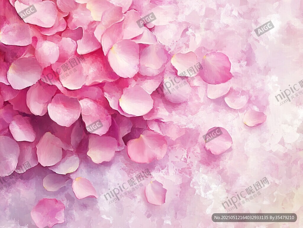浪漫粉色玫瑰花瓣背景