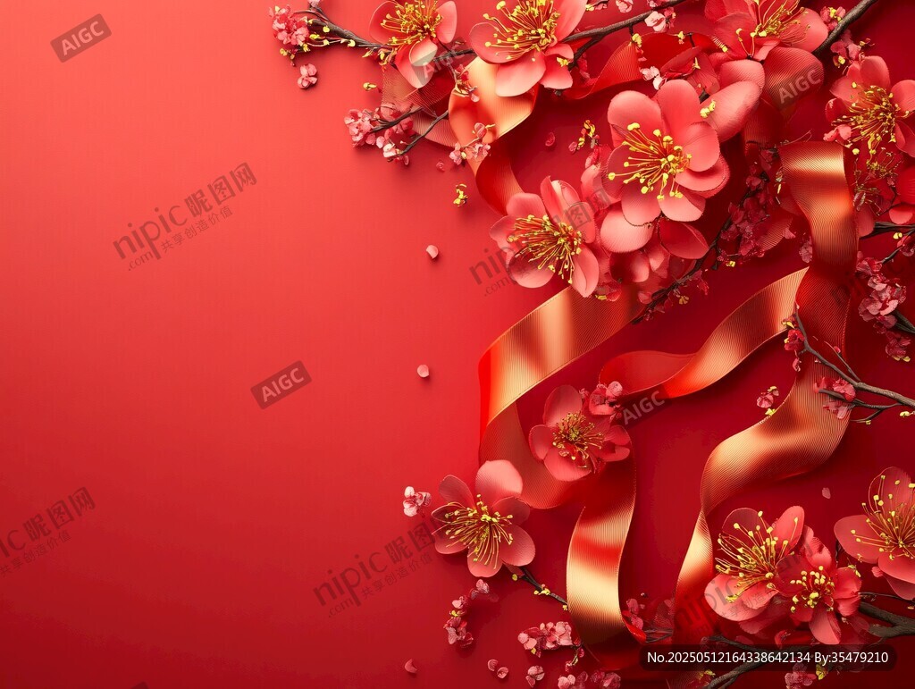 紅梅金帶賀新春