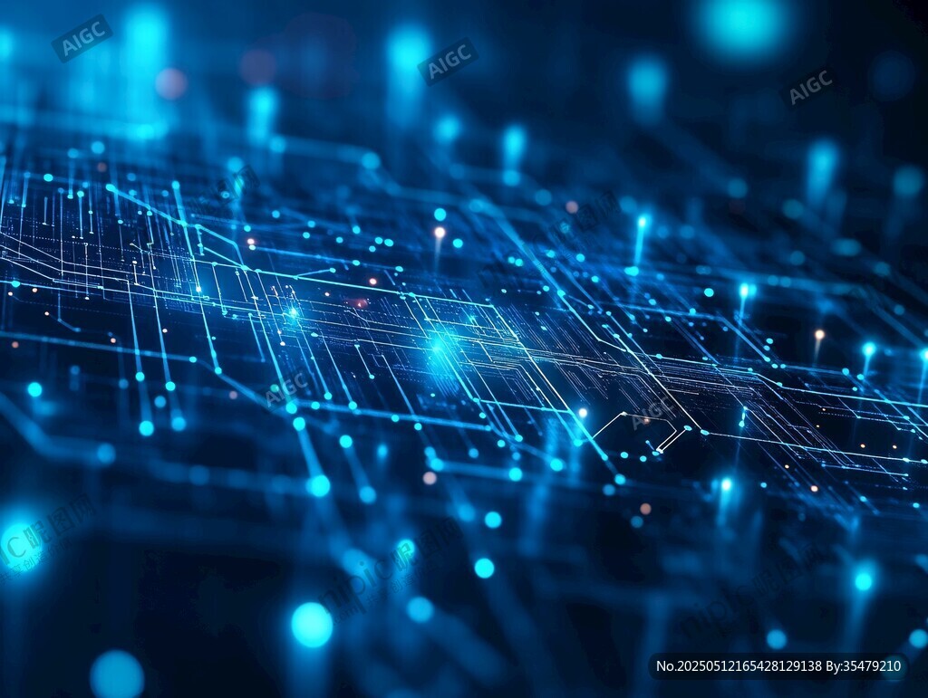 科技感電路板光影背景圖