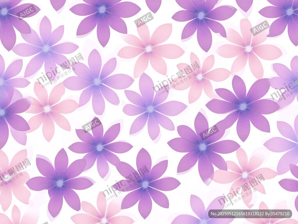 夢幻粉紫花朵無縫圖案