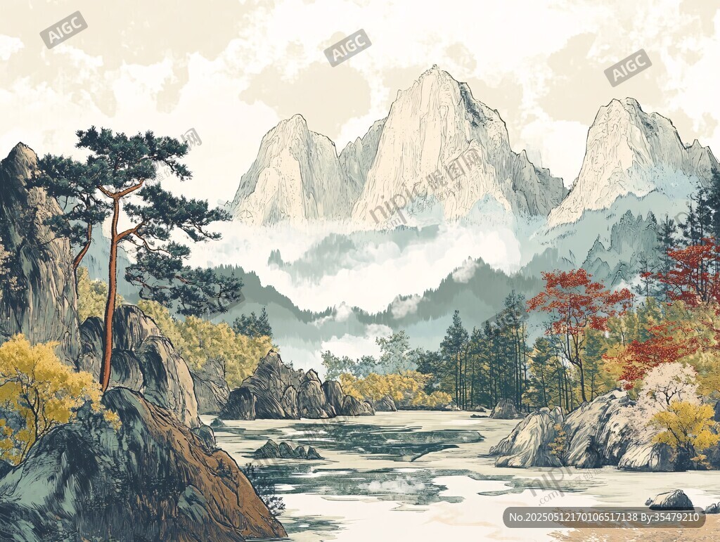 秋日山水間的詩意景致