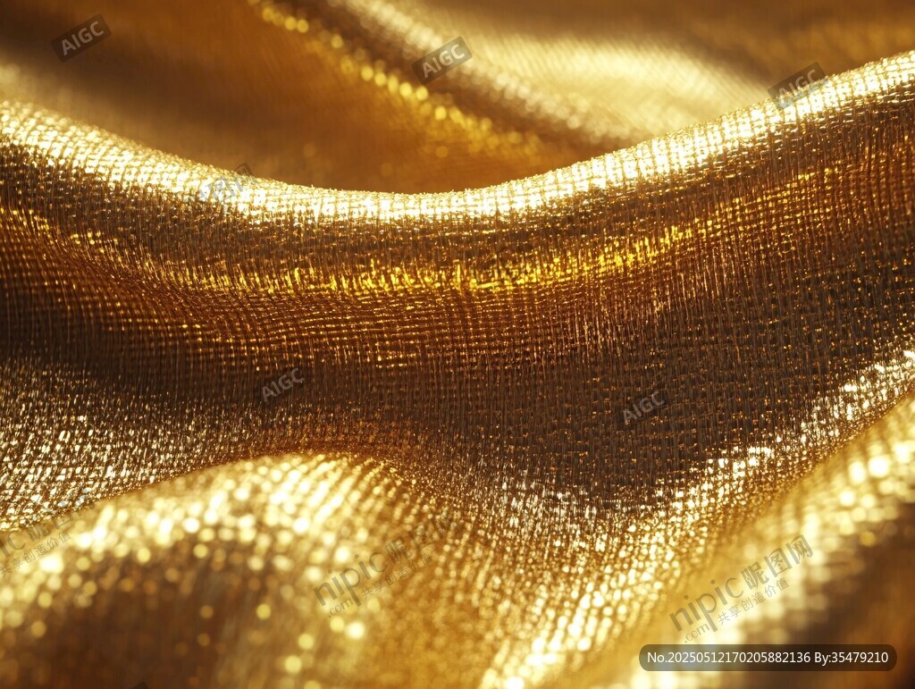 金色絲綢布料紋理特寫