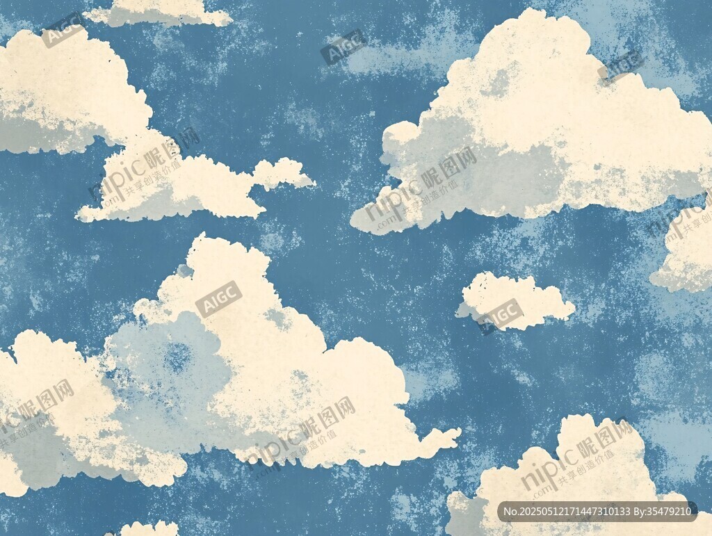 夢幻藍天中的蓬松云朵