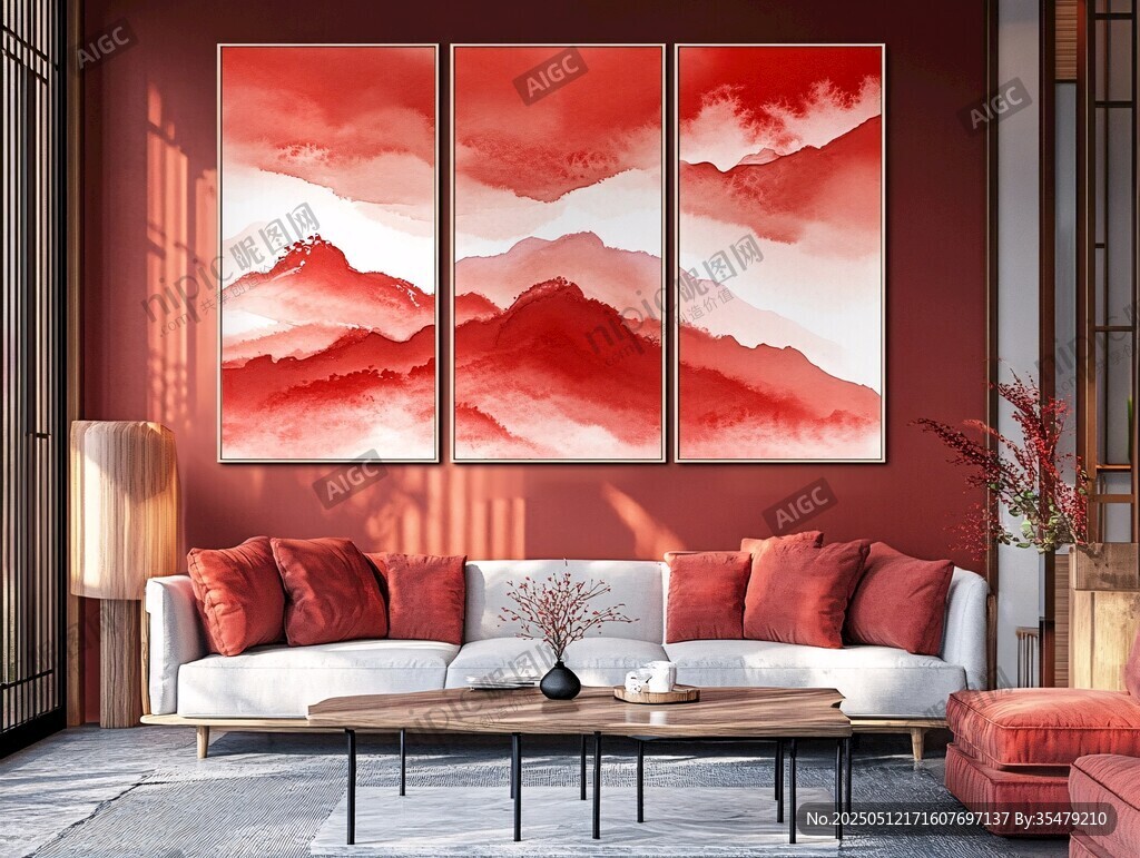 中式客廳的山水裝飾畫