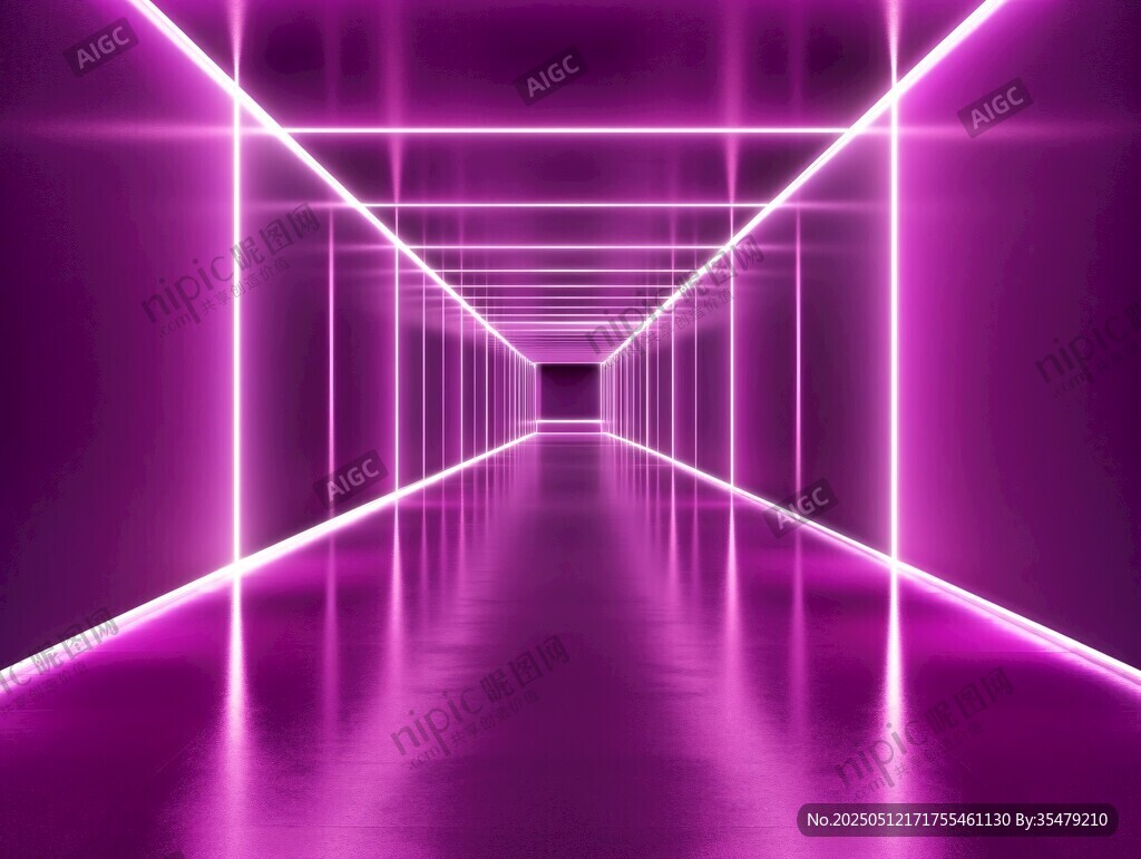 紫色霓虹隧道科幻空間感