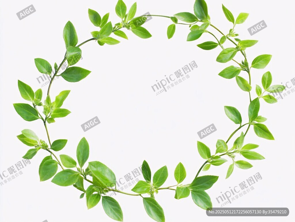 綠葉環(huán)繞的清新植物花環(huán)