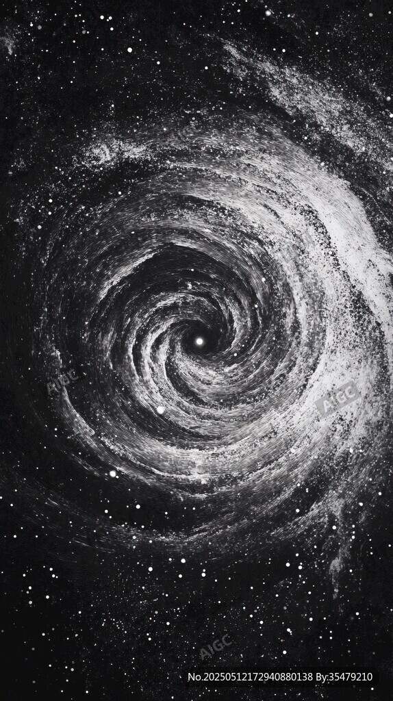 黑白旋渦星系圖