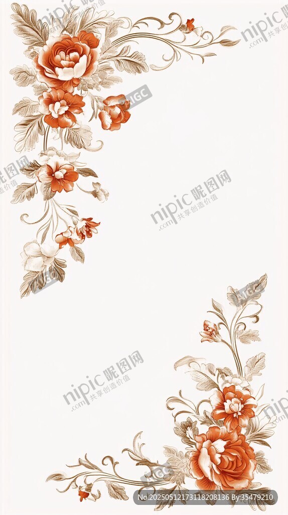 復(fù)古花卉角落裝飾圖案
