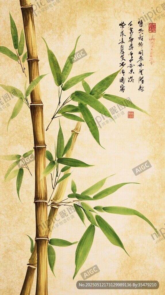 水墨風翠竹圖