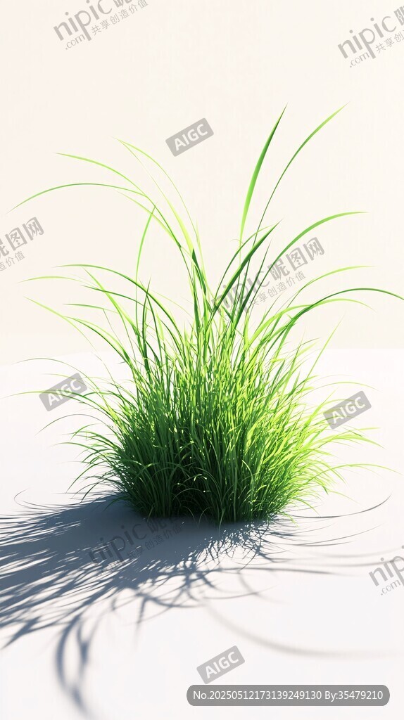 翠綠青草 光影下的生機