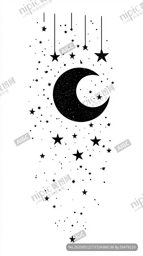 夜空星月簡約裝飾圖案