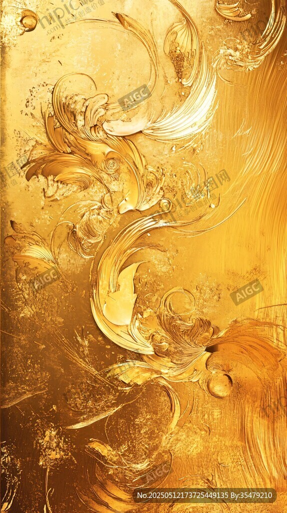 金色動感流體藝術(shù)畫面