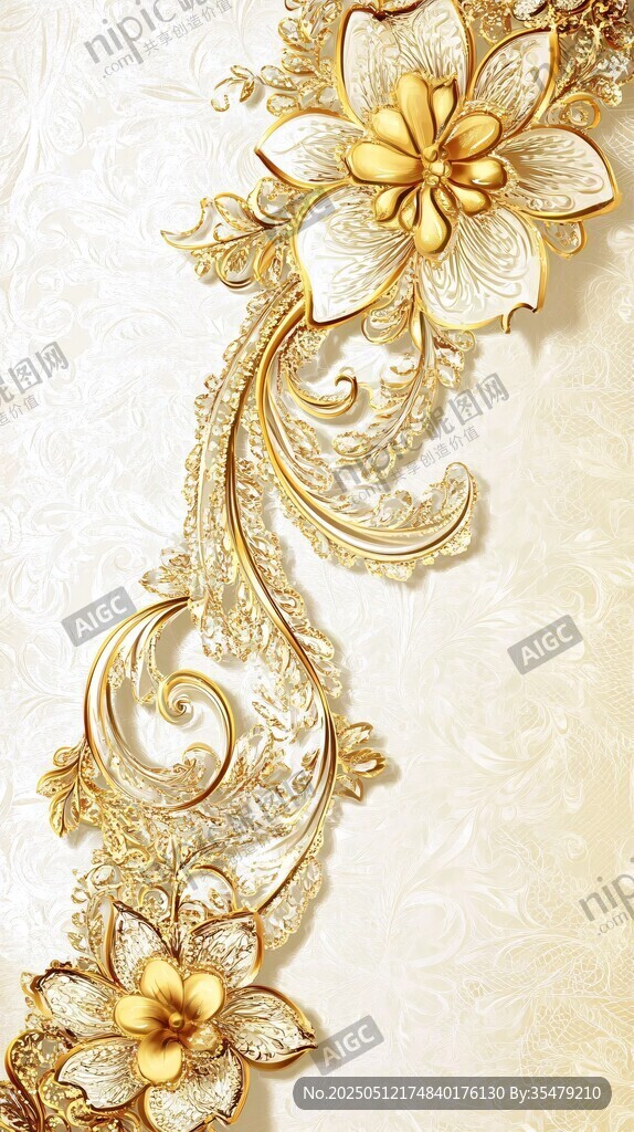 金色華麗花卉裝飾圖案