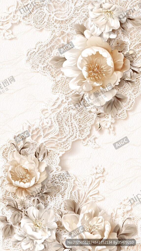蕾絲花卉精美裝飾圖案