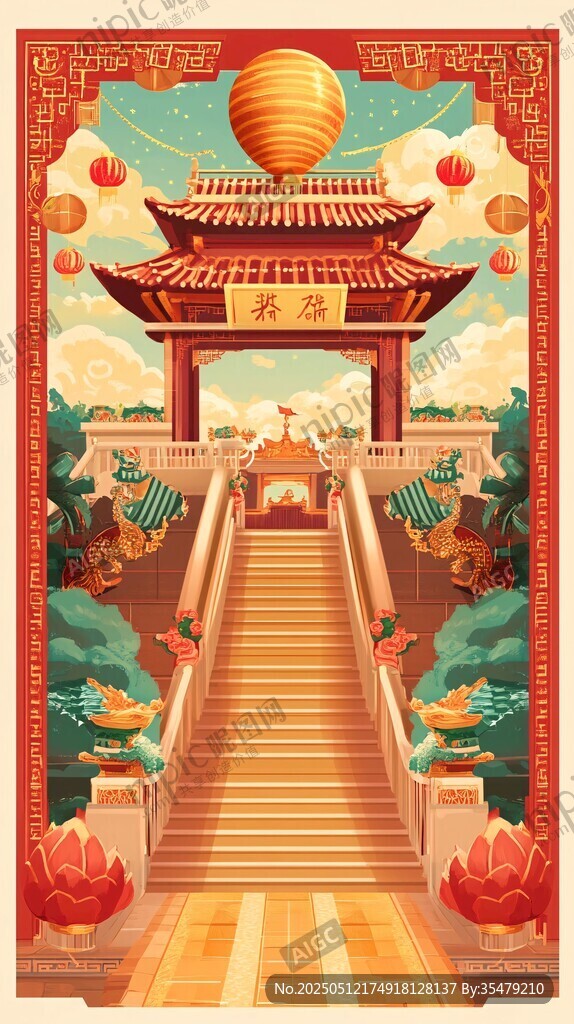 中式古風(fēng)輝煌宮殿景觀