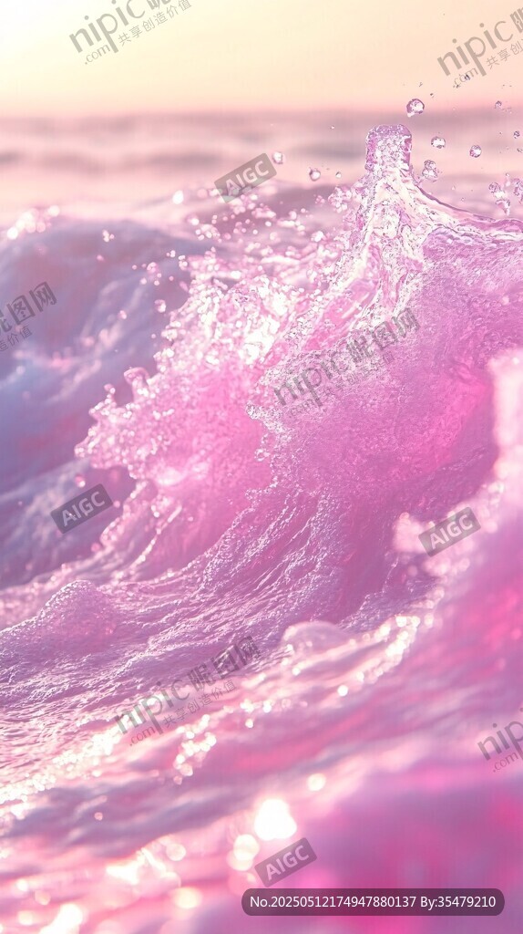 夢(mèng)幻粉色海浪浪漫瞬間