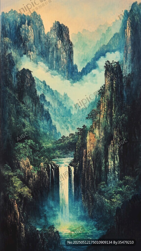 夢幻山水間的壯美瀑布