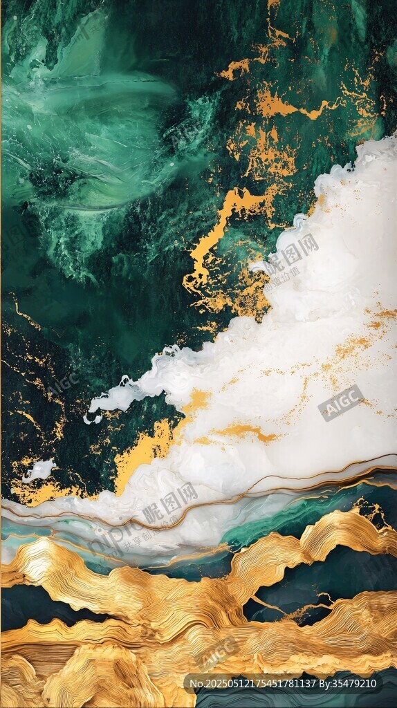 夢幻金綠云海藝術(shù)畫作