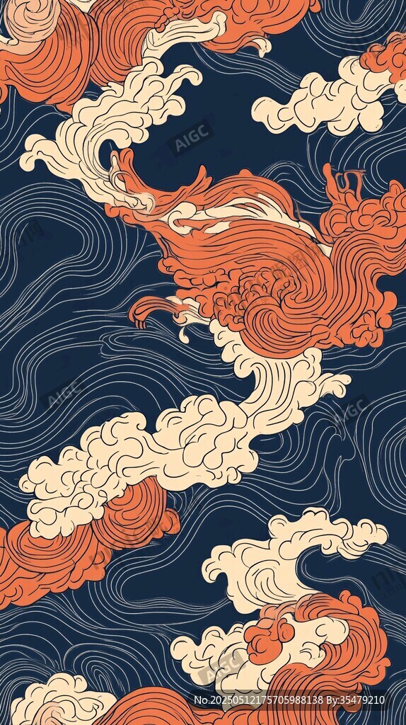 中式海浪祥云傳統(tǒng)紋樣圖案